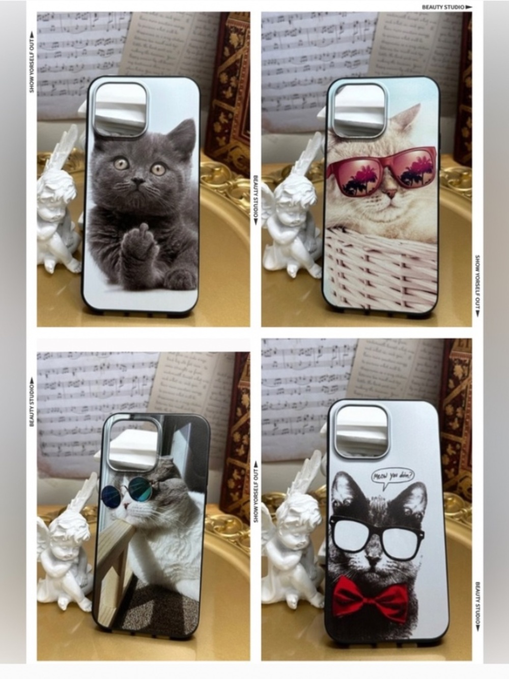 4 items .iphone 14/14plus/14pro/14promax cat case